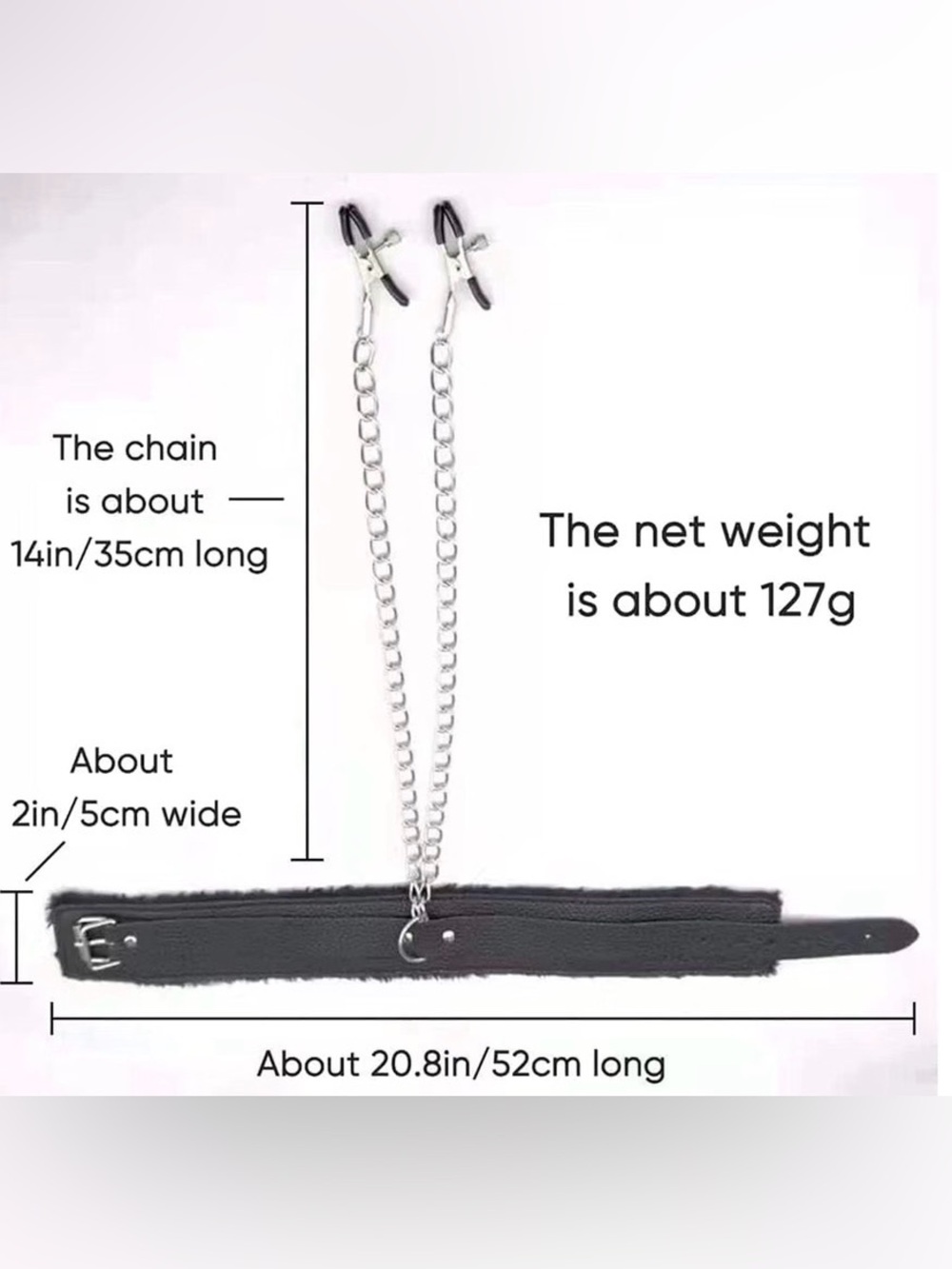 Amazon Nipple Jewelery Metal Clamps Faux Leather Set - Picture 5 of 5